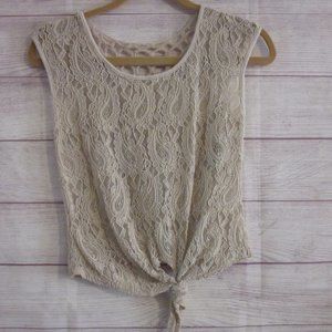 Cantata USA Women's Size XSmall Crochet Lace Tank Top Shirt Cream Flower Pit to